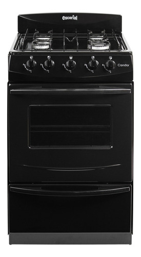 Cocina Negra Escorial Candor S2 Black 4 Hornallas Visor Y Parilla Gas Natural