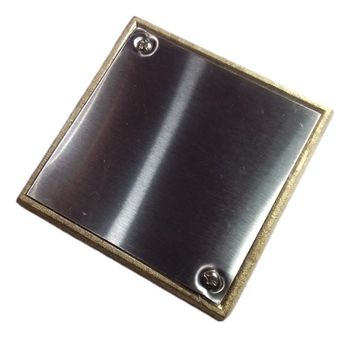 Tapa Rejilla Ciega Piso 12x12 Acero Inoxidable Marco Bronce