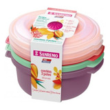 Conjunto 3 Potes Plástico Colorido 530ml Vac Freezer Sanremo