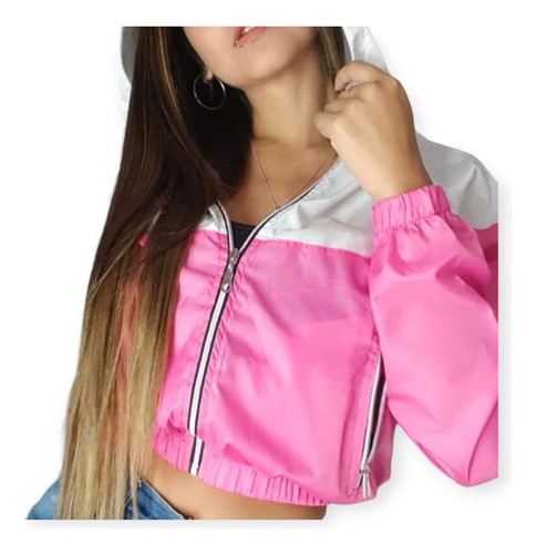 Campera Bombers Lisa De Cire Tela Rompe Vientos Con Capucha