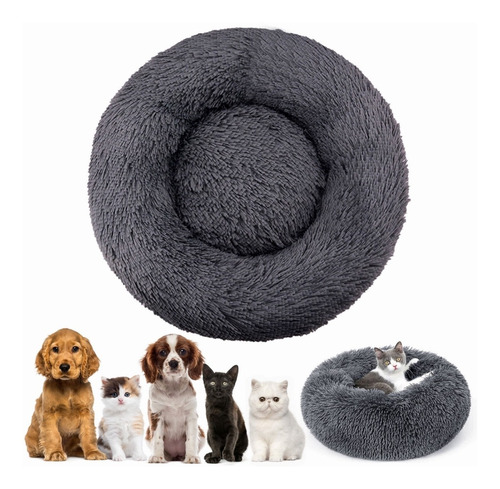 Cama De Felpa, Cama Para Perro Y Gatodiámetro 60cm Gris