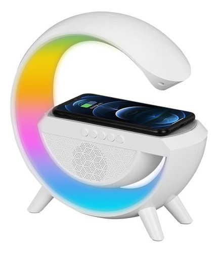 Parlante Portatil Bluetooth Luz Led Atmosfera Inteligente G Color Blanco