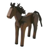 Cavalo De Madeira Articulado Marrom  18cm