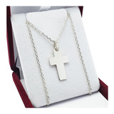 Conjunto Plata 925 Cruz Lisa+ Cadena Forcet 60 Cm Hombre 