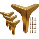 4 Patas De Metal Para Muebles Dorado - Altura 13cm