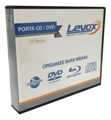 Porta Cd/dvd 12 Discos Plástico Preto 3x14x16cm