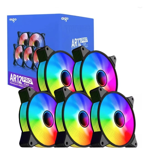 5 Fan Cooler Gamer Aigo Ar12 Pro Infinity Argb + Pwm 74cfm