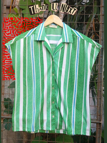 Camisa Estampada Rayada Retro Vintage 60s