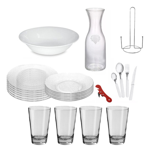 Set Vajilla Completa 32 Piezas 4 Personas De Vidrio