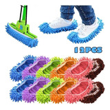 12pzs Lavable Mopa Pantuflas De Multifunción Microfibra