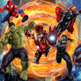 Foto Mural Adesivo Super Heróis Marvel Decoração Quarto M²