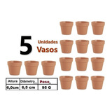 5 Mini Vaso Barro Pequeno P/ Cactos E Suculentas 6,5x6,0 Cm