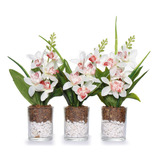 Plantas Decorativas Kit Com 3 Vasinhos Arranjo Artificial 