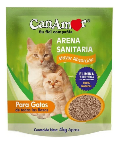 Arena Canamor Para Gatos X 4 Kg