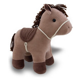 Cavalo De Pelúcia 30cm Decoração Infantil Anti-alérgico Cor Marrom