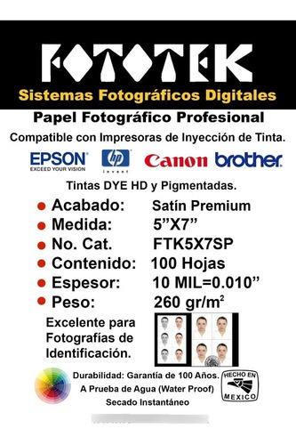 Papel Fotográfico 5x7 Satín Premium Rc 100 Fotos