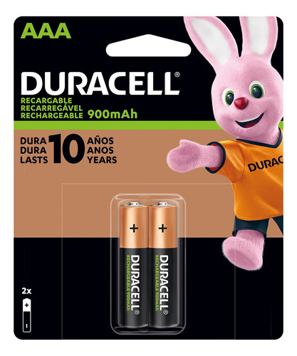 Pila Recargable Duracell Tamaño Aaa 2 Unidades 900 Mah