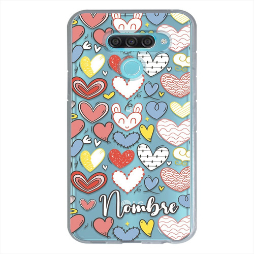 Funda LG Antigolpes Corazones Personalizada Con Nombre