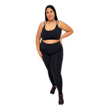 Conjunto Academia Plus Size Zero Transparência Legging E Top