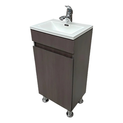 Gabinete Para Baño Lucas Malonequad 40 + Bacha De 40cm De Ancho, 80cm De Alto Y 30cm De Profundidad, Con Lavabo Color Blanco Y Mueble Chocolate Con Un Agujero Para Grifería
