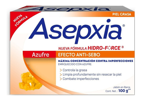 5 Un Asepxia Jabón Azufre X 100grs Antiacné Grasitud