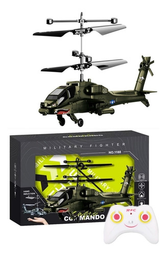 Mini Helicoptero Militar Apache De Controle Remoto 3 Funções