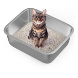 Caja De Arena Para Gatos Mejoy, Grande, De Acero Inoxidable,