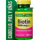 Biotina Premium Piel Cabello Uñas 5,000mcg 240 Caps 