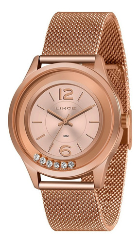 Relógio Lince Feminino Em Ouro Rose Original Pulseira Mesh