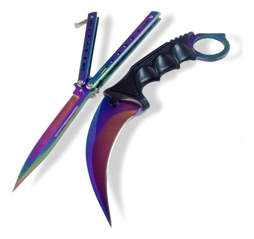 Set Combo Cuchillo Kerambit Navaja Mariposa Filo Cs Go Torna