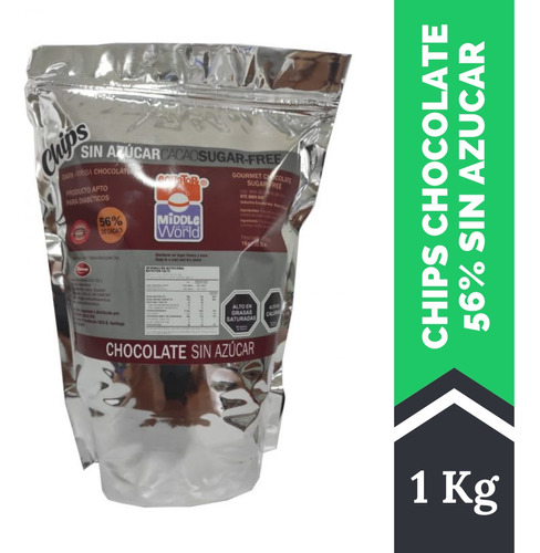 Chips De Chocolate 56% Cacao Sin Azucar 1 Kg Andina Grains 