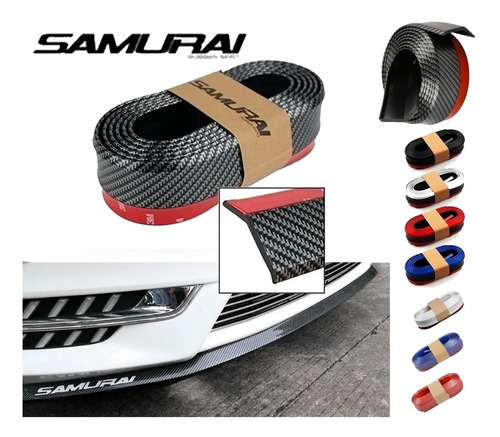 Spoiler Lip Universal Hule Flexible Carbono 2,5 Mts