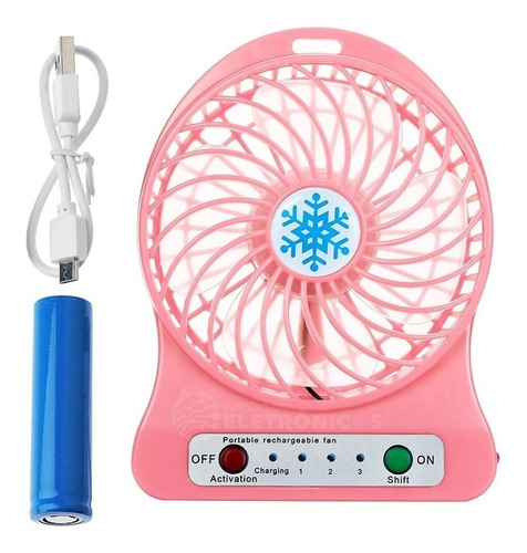 Mini Ventilador Rosa Pequeno Portatil A Pilha Recarregavel Material Das Pás Plástico 110v/220v