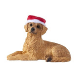 Sandicast Golden Retriever Con Santa Adorno De Navidad Sombr