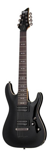 Guitarra Eléctrica Schecter Omen-7 De Tilo Gloss Black Brillante Con Diapasón De Palo De Rosa