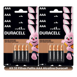 32 Pilhas Duracell Alcalina Aaa(palitos) Pronta Entrega Nf-e