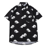 Camisa Unisex Manga Corta Fantasma Halloween Tendencia