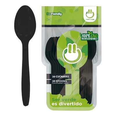 Cuchara Desechable Plástico Negro 40 Piezas Party Is On Fiesta | MercadoLibre