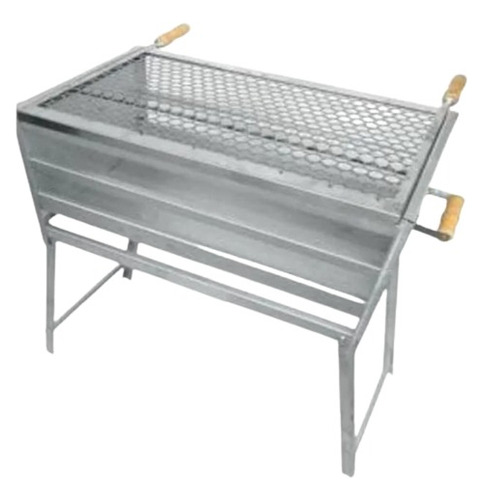 Churrasqueira Móvel Inox 80x40 Grande Completa Grelha Espeto