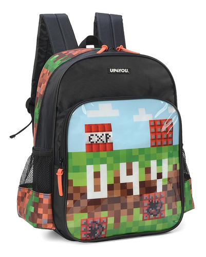 Mochila Infantil Escolar Up4you Luxcel Pixel Is37761up Preto