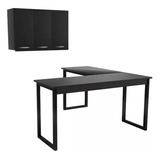 Escrivaninha Home Office Industrial C/ Armário Multiuso 90cm