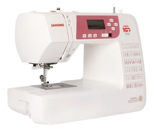 Máquina De Coser Recta Janome Edición Aniversario 3160pg Portable Blanca Y Rosa 220v