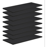 Kit 6 Prateleiras 60x30cm Preto Mdf Suporte Grátis 60306p