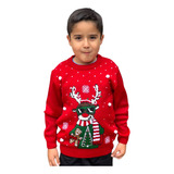 Ugly Sweater / Sueter Navideño Infantil Con Reno Y Galleta