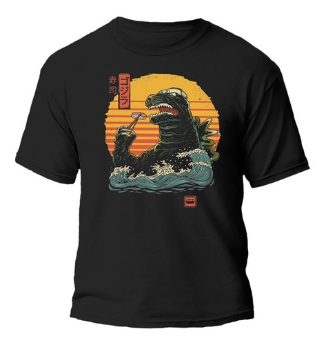 Remera Godzilla Sushi Ola Retro 100% Algodón