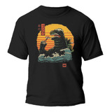 Remera Godzilla Sushi Ola Retro 100% Algodón