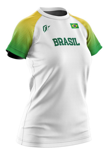 Camiseta Baby Look Filtro Uv Brasil Overfame Branco
