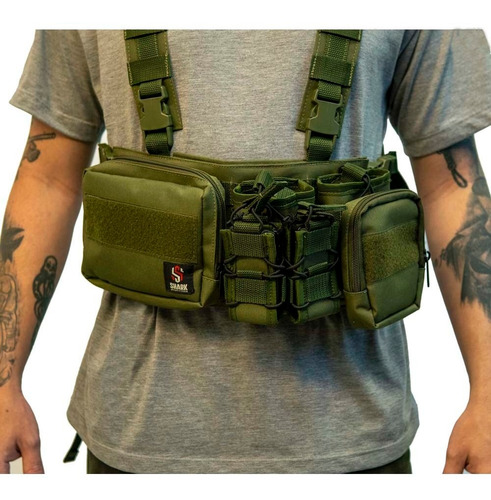 Colete Chest Rig Modular Verde - Shark