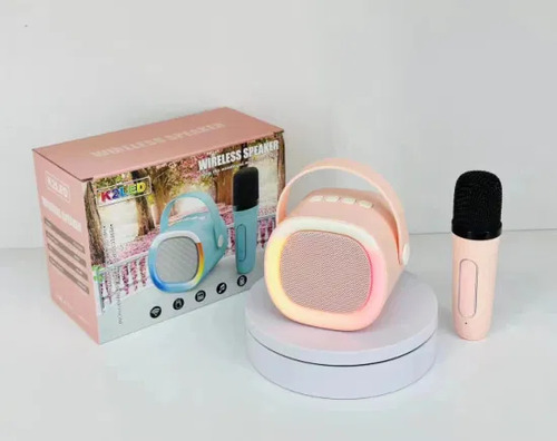 Kit Micrófono Y Parlante Karaoke Para Niños Bluetooth Led K2