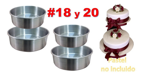 Moldes 18 Y 20 Cm Pastel Flan Bizcocho Gelatinas Set 4pzs 